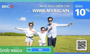 Ưu đãi 10% khi thanh toán phí bảo hiểm BIC qua ví điện tử Grab|Moca