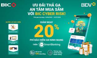Ưu đãi 20% khi mua bảo hiểm an ninh mạng BIC Cyber Risk qua BIDV SmartBanking